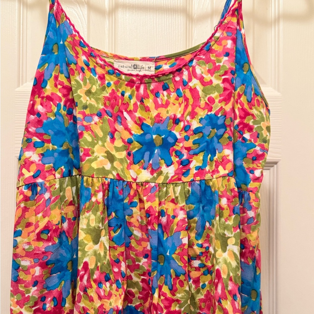 Like New Natural Like Floral Mini Sundress Size Medium - Picture 2 of 4
